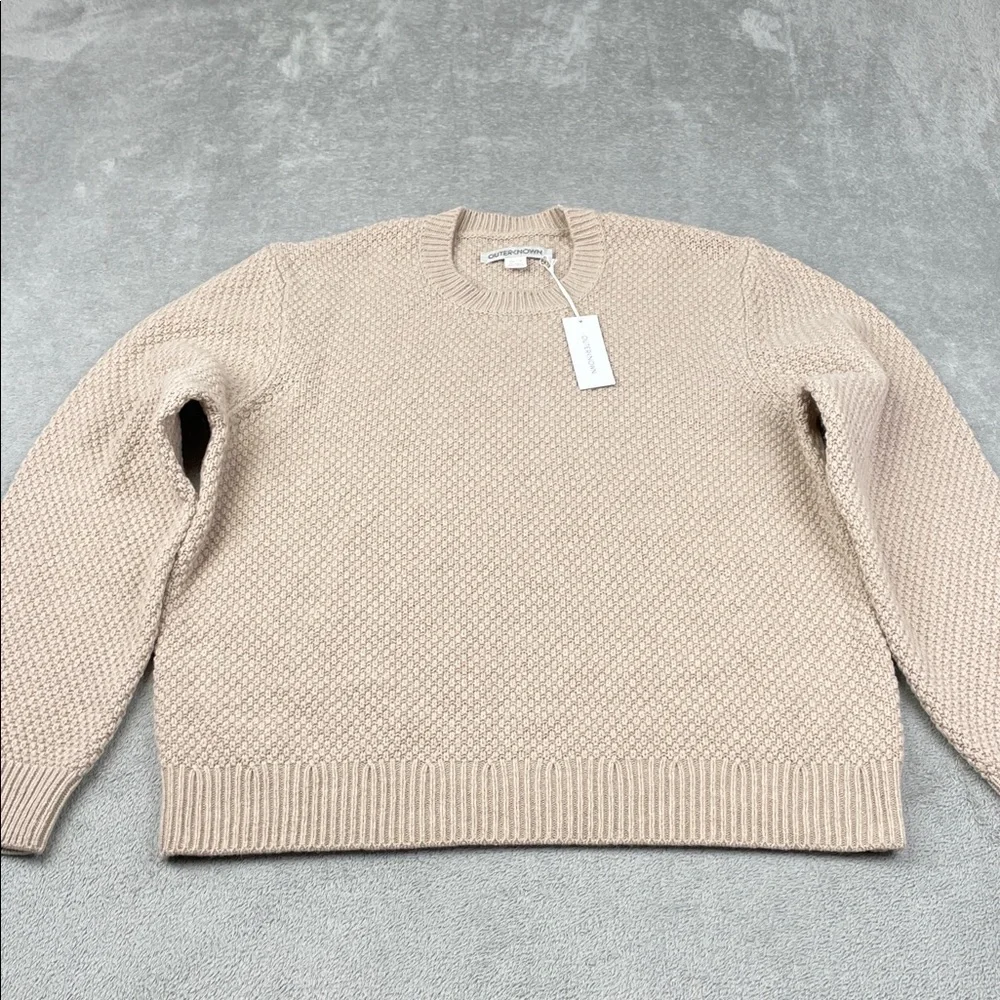 NEW Outerknown XXL Wool Cotton Harbor Knit Beige Textured Knit Sweater‎